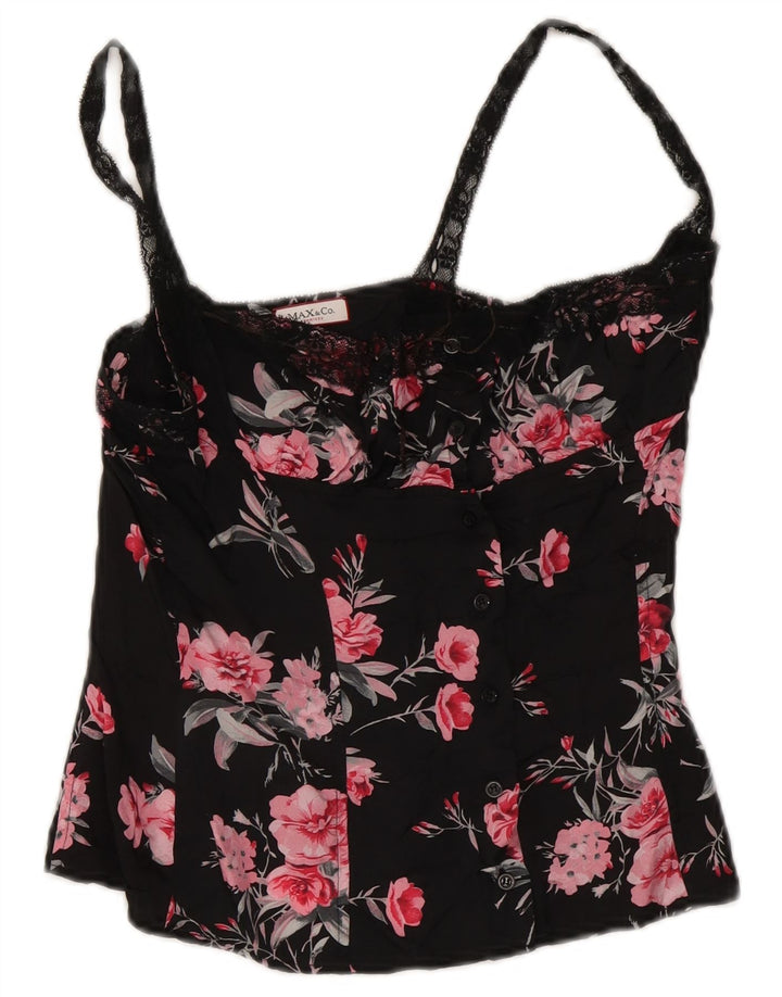 Max & Co. Womens Corset Top UK 12 Medium Black Floral