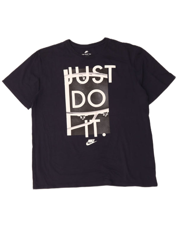 Nike Mens Athletic Cut Graphic T-Shirt Top 2XL Navy Blue Cotton