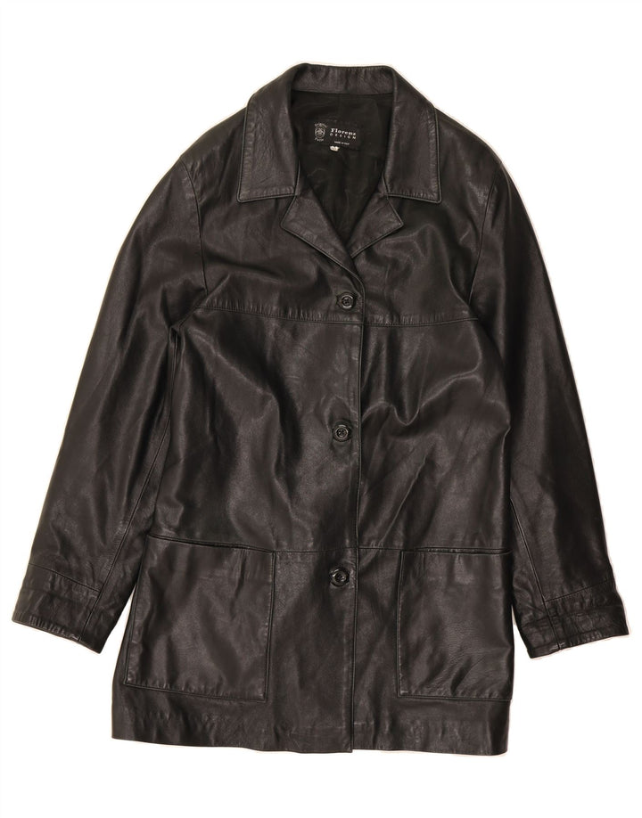 VINTAGE Womens Leather Coat IT 50 XL Black Leather Vintage Vintage and Second-Hand Vintage from Messina Hembry 