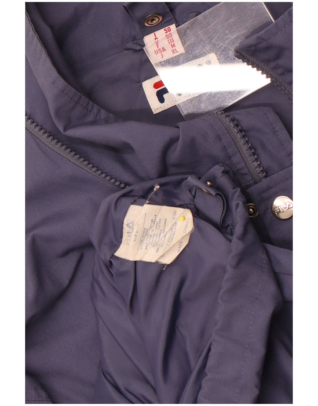 Fila Mens Rain Jacket IT 50 Large Navy Blue Polyester