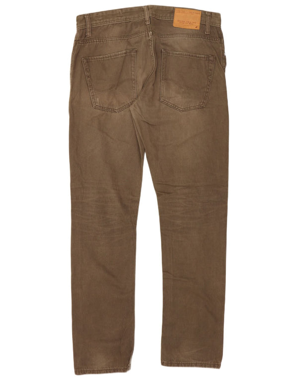 Jack & Jones Mens Tim Slim Jeans W34 L32 Khaki Cotton