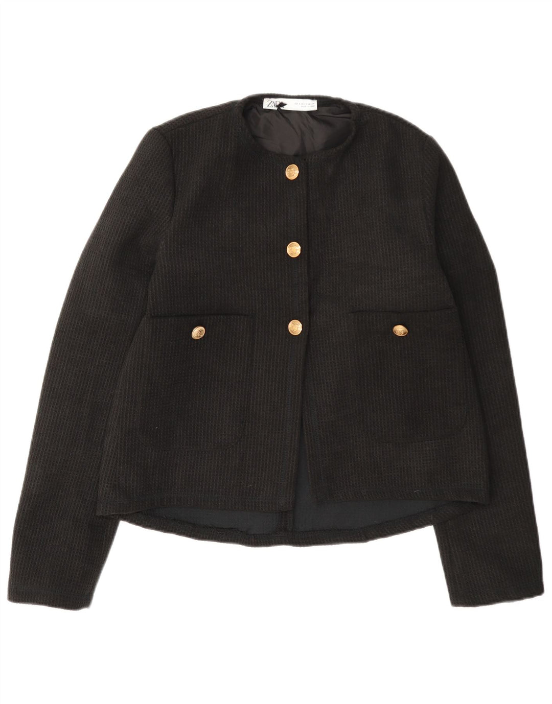 Zara Womens 3 Button Blazer Jacket UK 10 Small Black