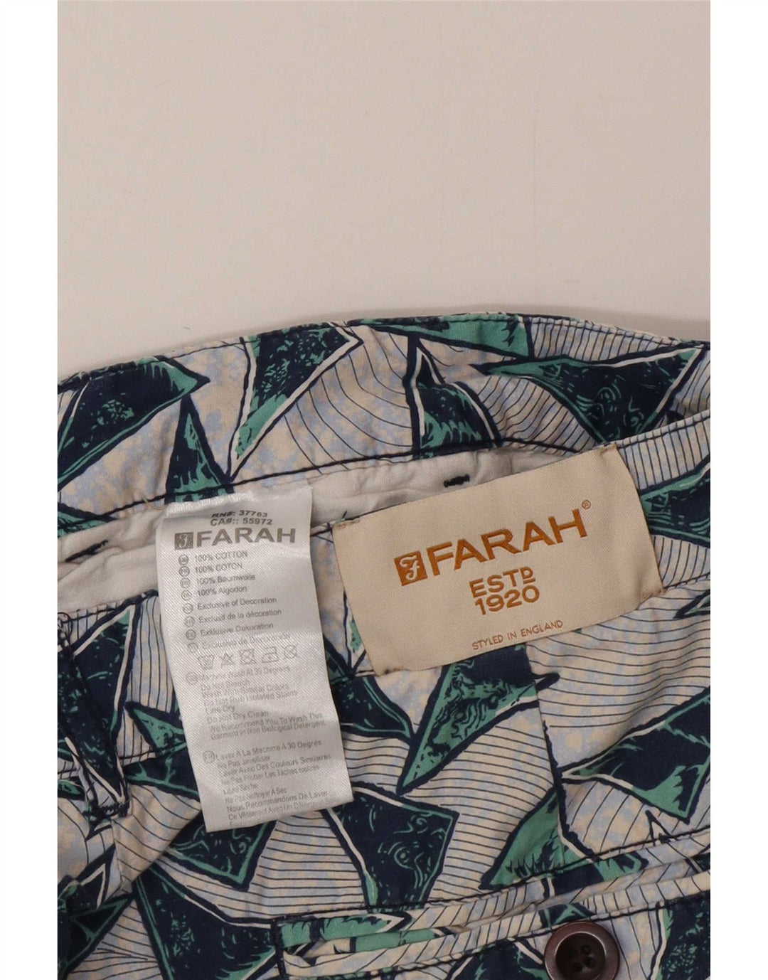 Farah Mens Chino Shorts W32 Medium  Multicoloured Geometric Cotton