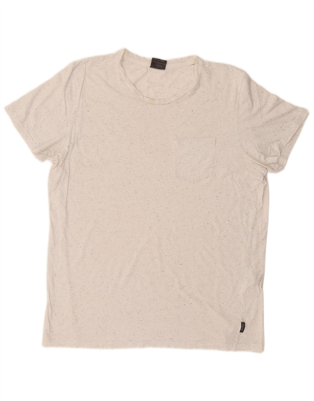 Jack & Jones Mens T-Shirt Top Large White Flecked Cotton
