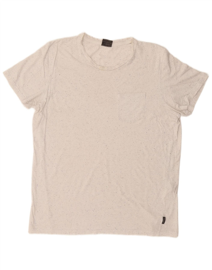 Jack & Jones Mens T-Shirt Top Large White Flecked Cotton
