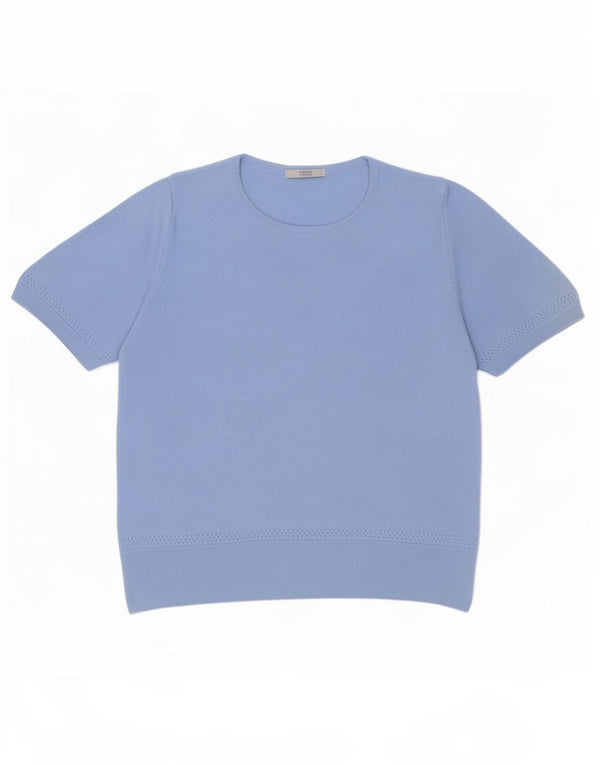 Marks & Spencer Womens Short Sleeve Crew Neck Jumper Sweater UK 20 2XL Blue
