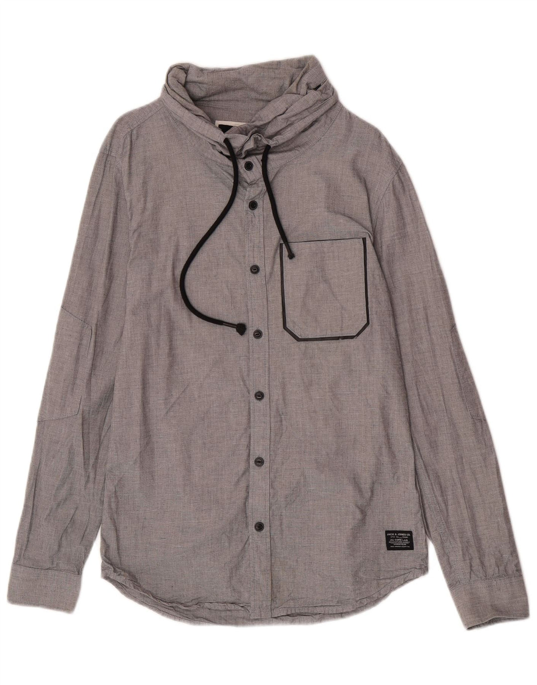 Jack & Jones Mens Roll Neck Shirt Small Grey Cotton
