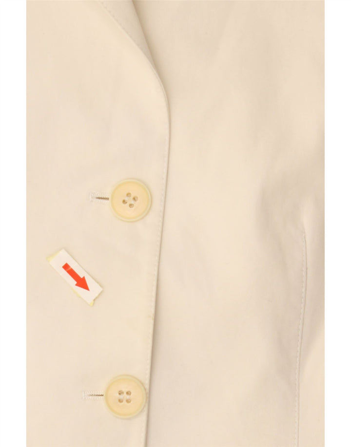 EMPORIO ARMANI Womens 3 Button Blazer Jacket IT 44 Medium Off White Cotton