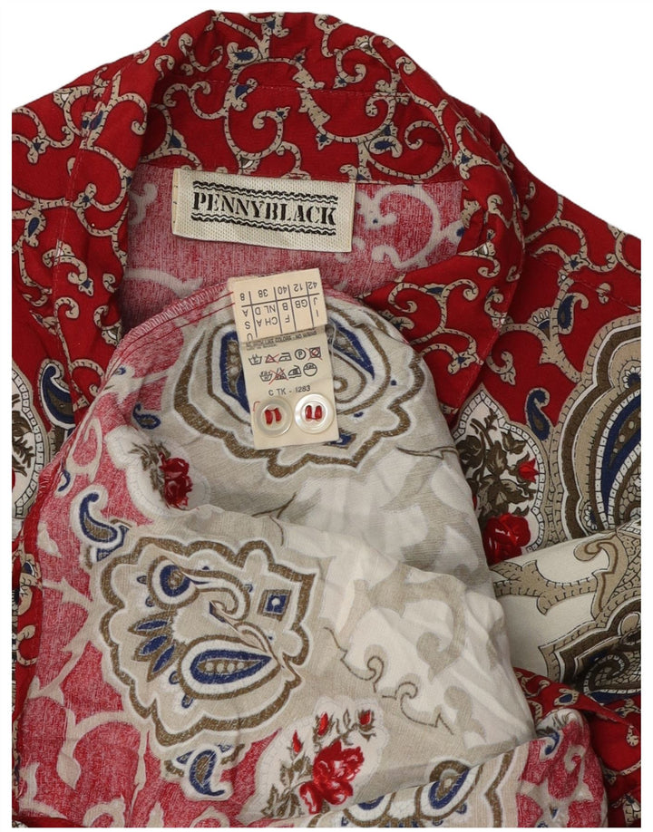 PENNY BLACK Womens Abstract Pattern Shirt Blouse UK 12 Medium Red Viscose