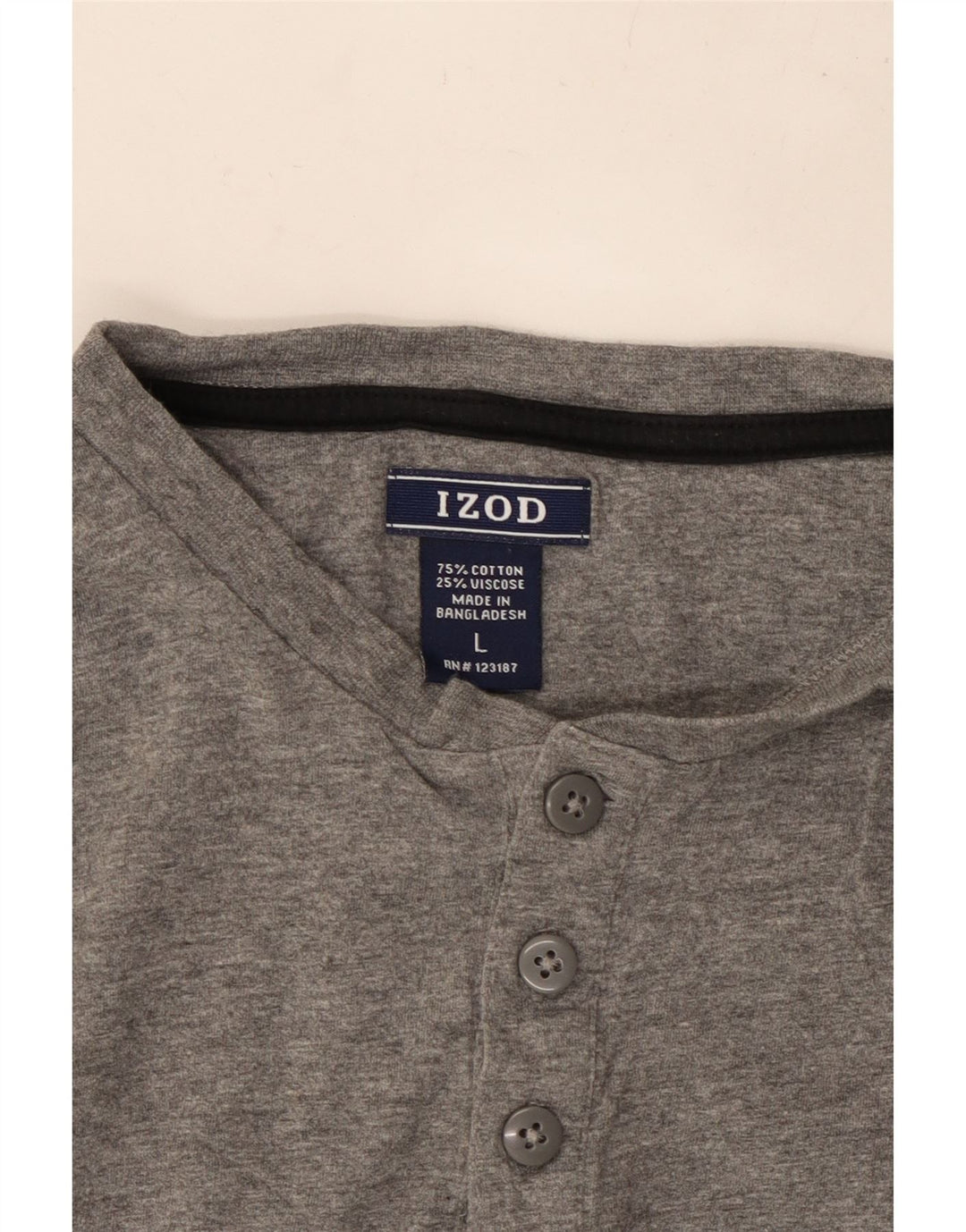 IZOD Mens Top Long Sleeve Large Grey Cotton