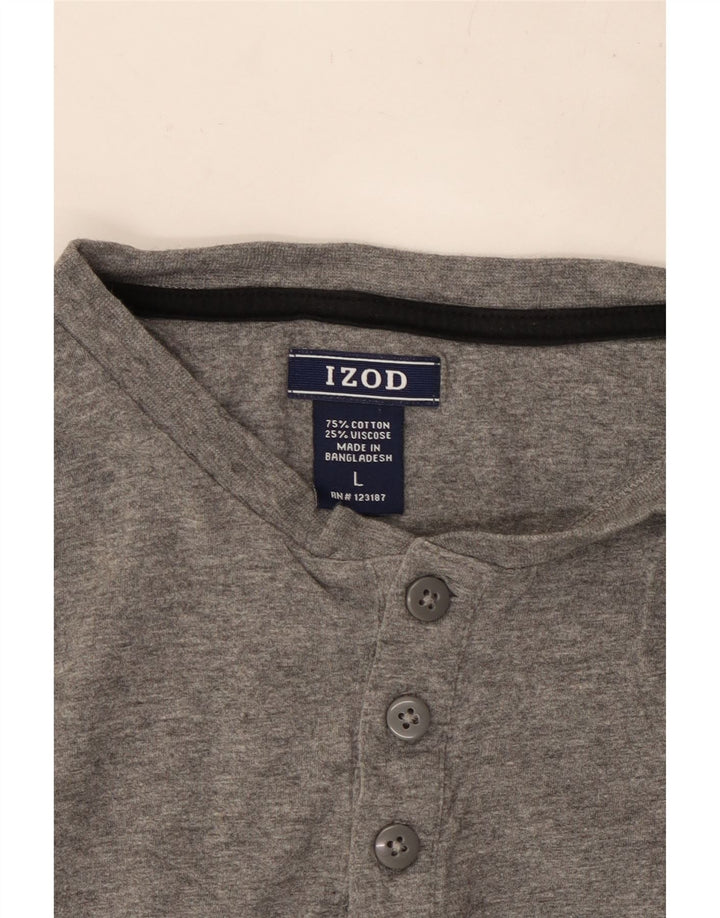 IZOD Mens Top Long Sleeve Large Grey Cotton