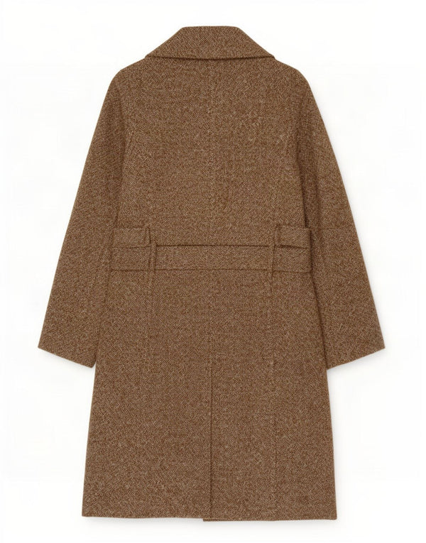 Zara Womens Trench Coat UK 10 Small Khaki Flecked Wool