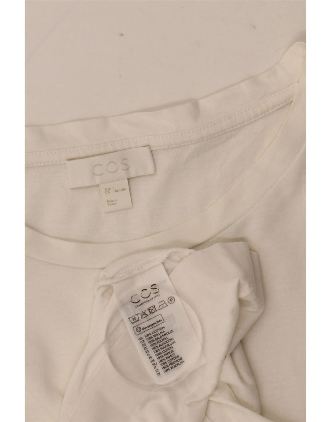 COS Mens T-Shirt Top Large White Cotton