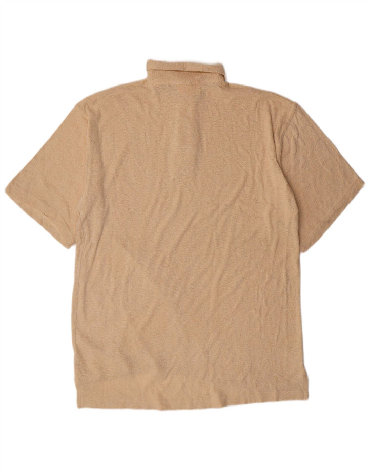 Lerros Mens Short Sleeve Polo Shirt Large Beige Silk