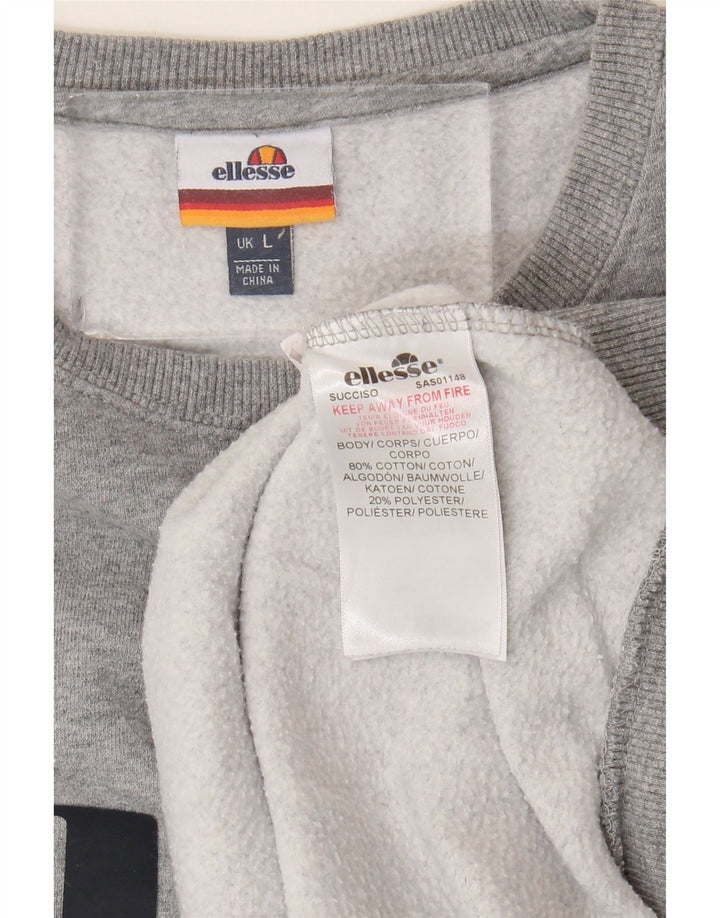 ELLESSE Mens Graphic Sweatshirt Jumper Large Grey Cotton