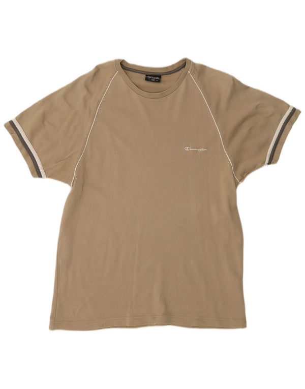 Champion Mens T-Shirt Top XL Beige Cotton