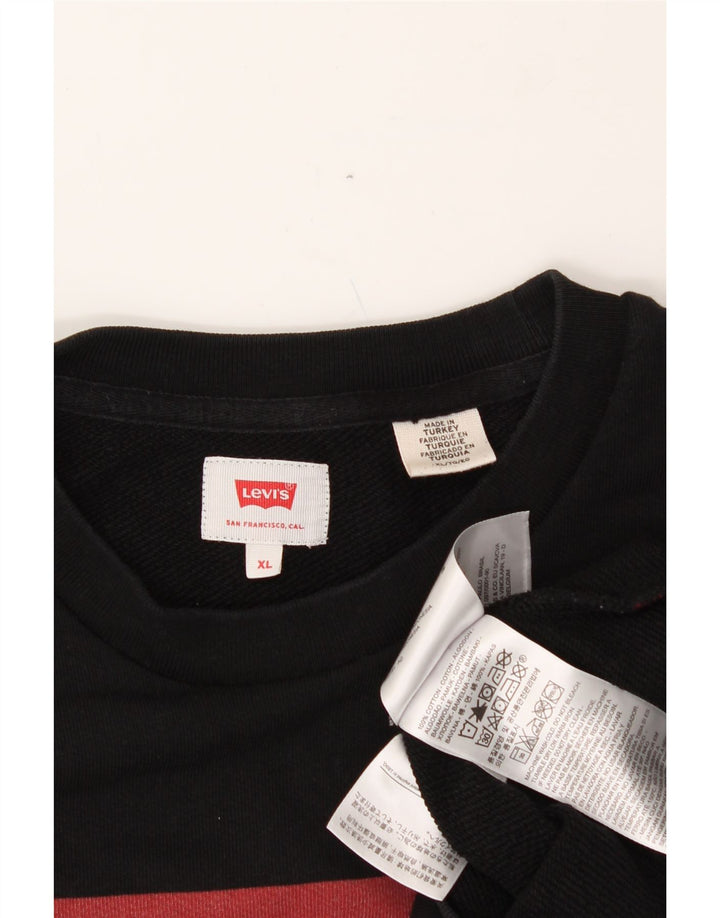 LEVI'S Mens Graphic Sweatshirt Jumper XL Black Cotton Vintage Levi's and Second-Hand Levi's from Messina Hembry 