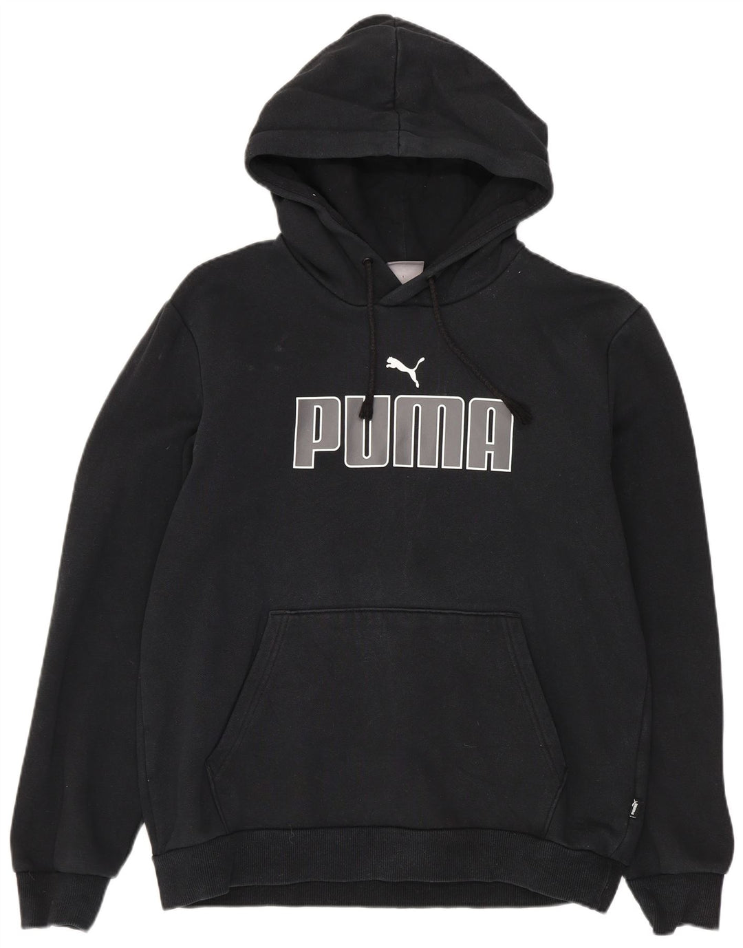 Puma Mens Graphic Hoodie Jumper Small Black Cotton