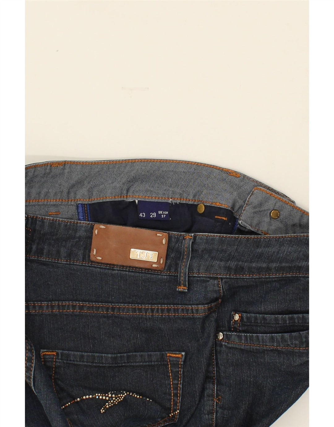 TRUSSARDI Womens Slim Jeans W27 L27  Navy Blue Vintage Trussardi and Second-Hand Trussardi from Messina Hembry 