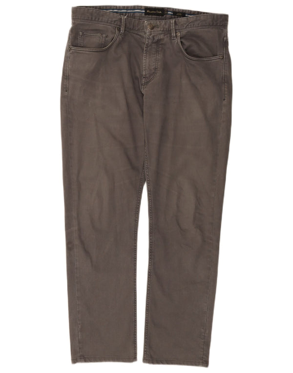 Massimo Dutti Mens Slim Fit Casual Trousers EU 42 Large W32 L28 Grey Cotton