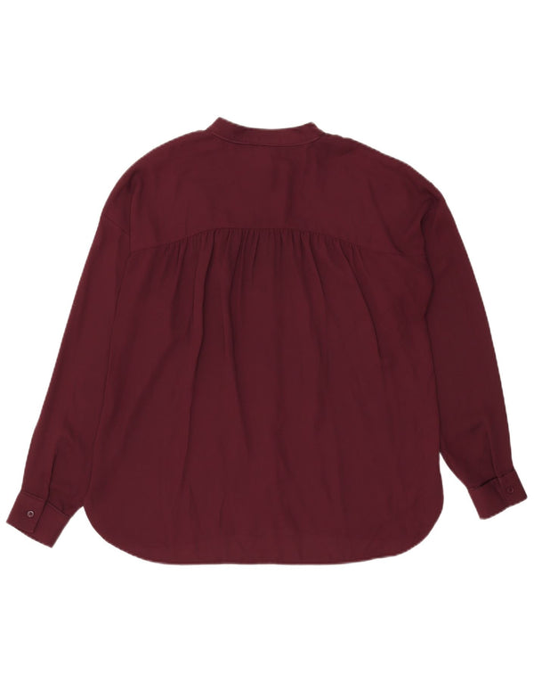 Warehouse Womens Oversized Shirt UK 12 Medium Burgundy