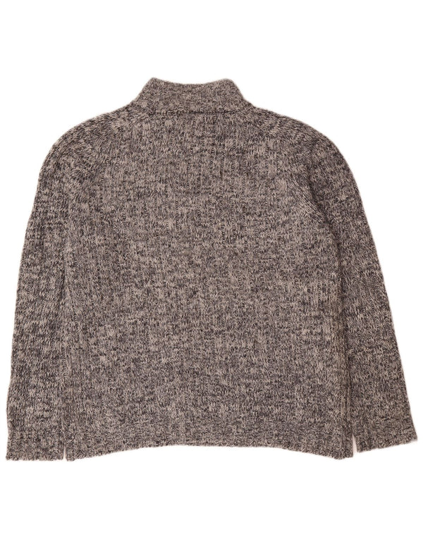 Marks & Spencer Mens Zip Neck Jumper Sweater Large Grey Flecked Wool