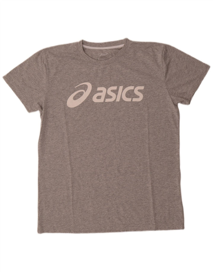 Asics Mens Graphic T-Shirt Top Large Grey Flecked Cotton