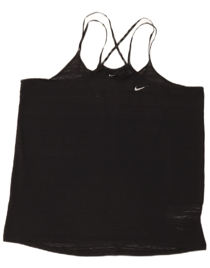 Nike Womens Dri Fit Vest Top UK 16 Large Black Polyester