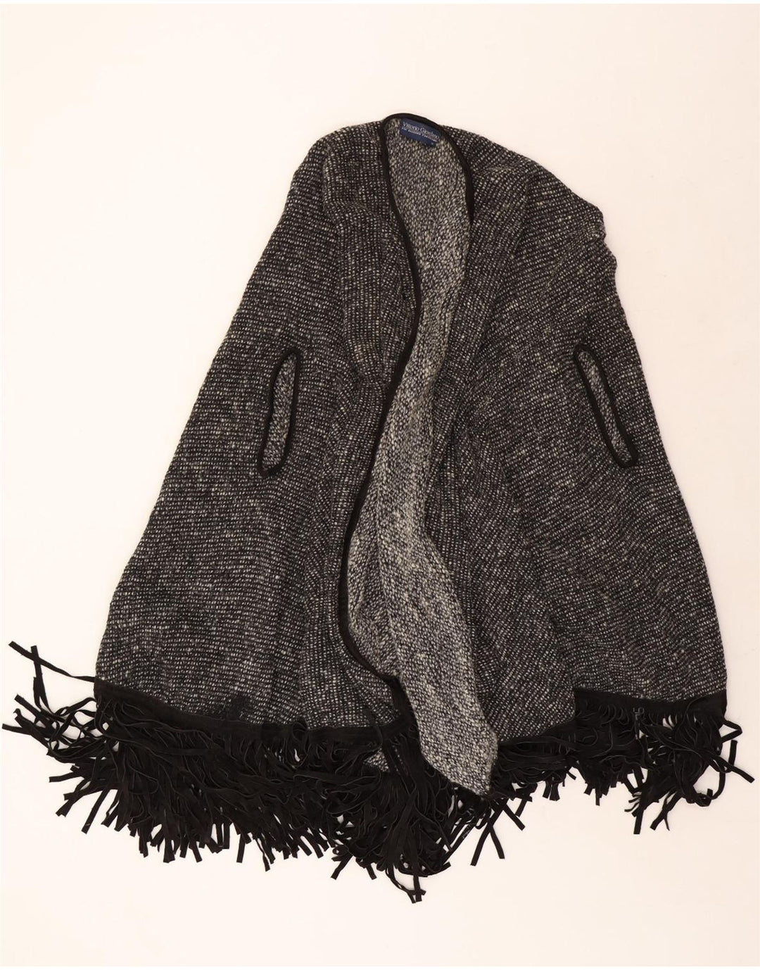 Vintage Womens Poncho Cardigan Sweater UK 22 3XL Grey