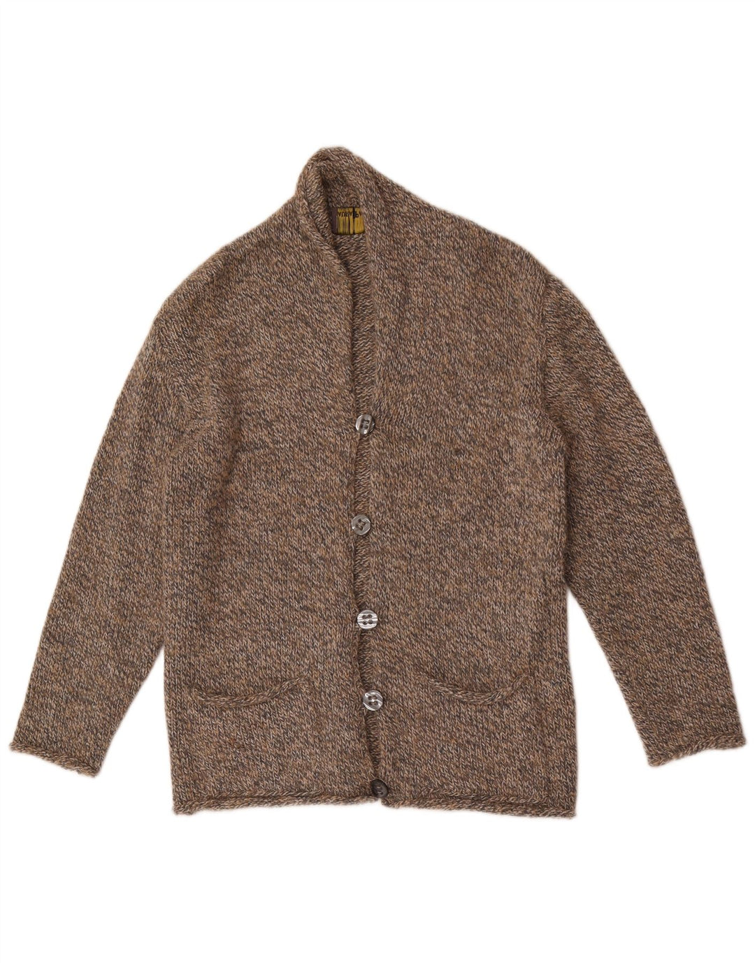 Laura Patrizia Mens Cardigan Sweater Medium Brown Flecked Wool