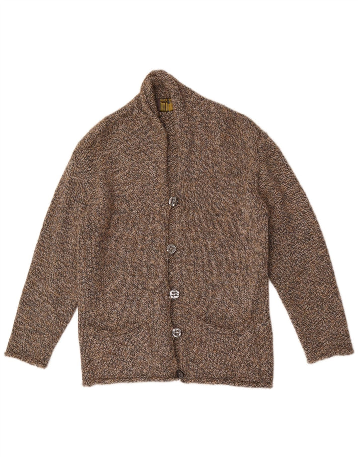 Laura Patrizia Mens Cardigan Sweater Medium Brown Flecked Wool