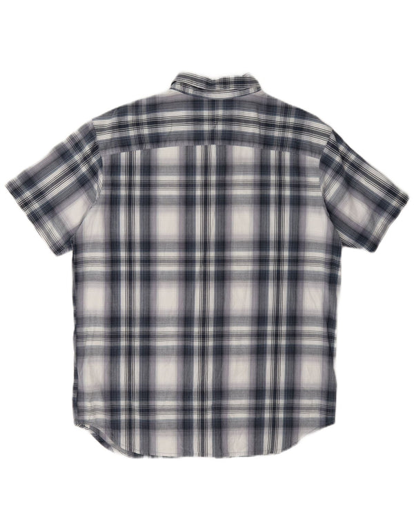 Columbia Mens Short Sleeve Regular Fit Shirt Large Blue Check Cotton