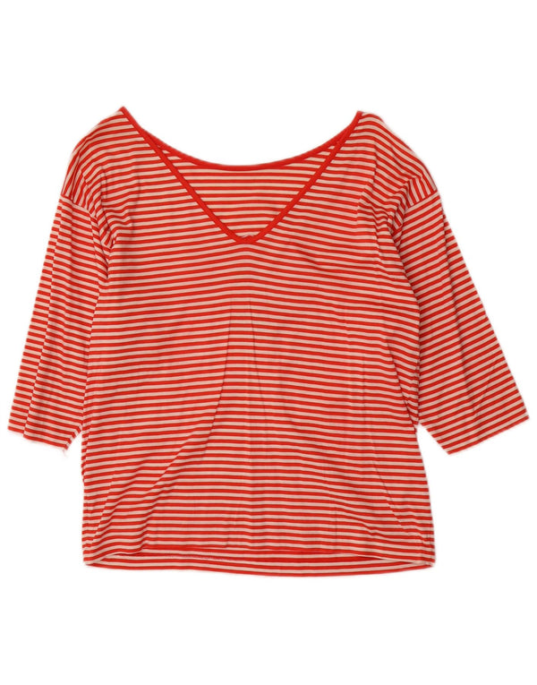 Marguta Womens Graphic Top 3/4 Sleeve IT 46 Large Orange Striped Cotton