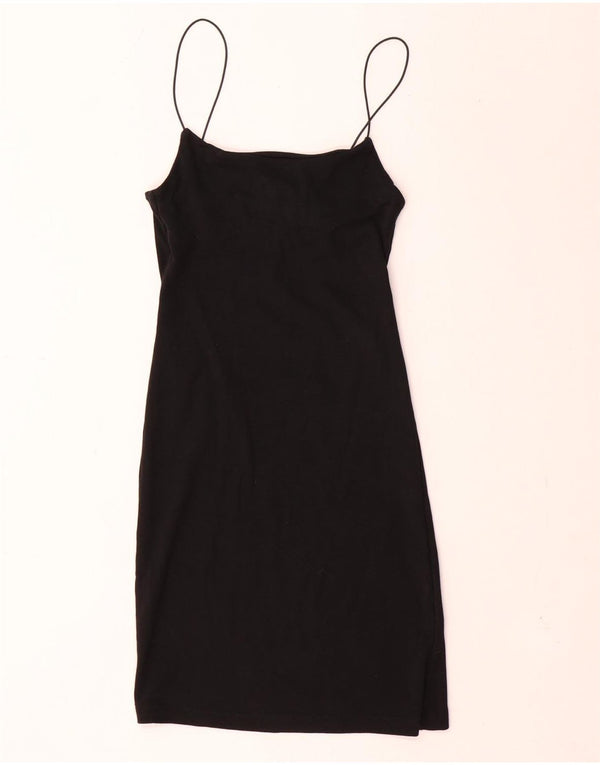 Zara Womens Slip Dress UK 12 Medium Black Cotton
