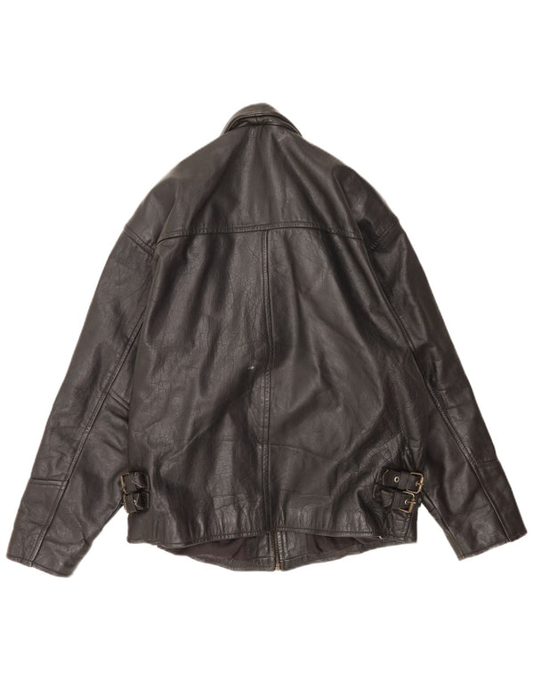 Vintage Mens Leather Jacket UK 40 Large Black Leather