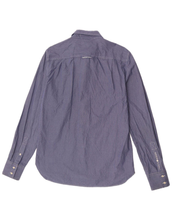 Superdry Mens Shirt Large Blue Pinstripe Cotton