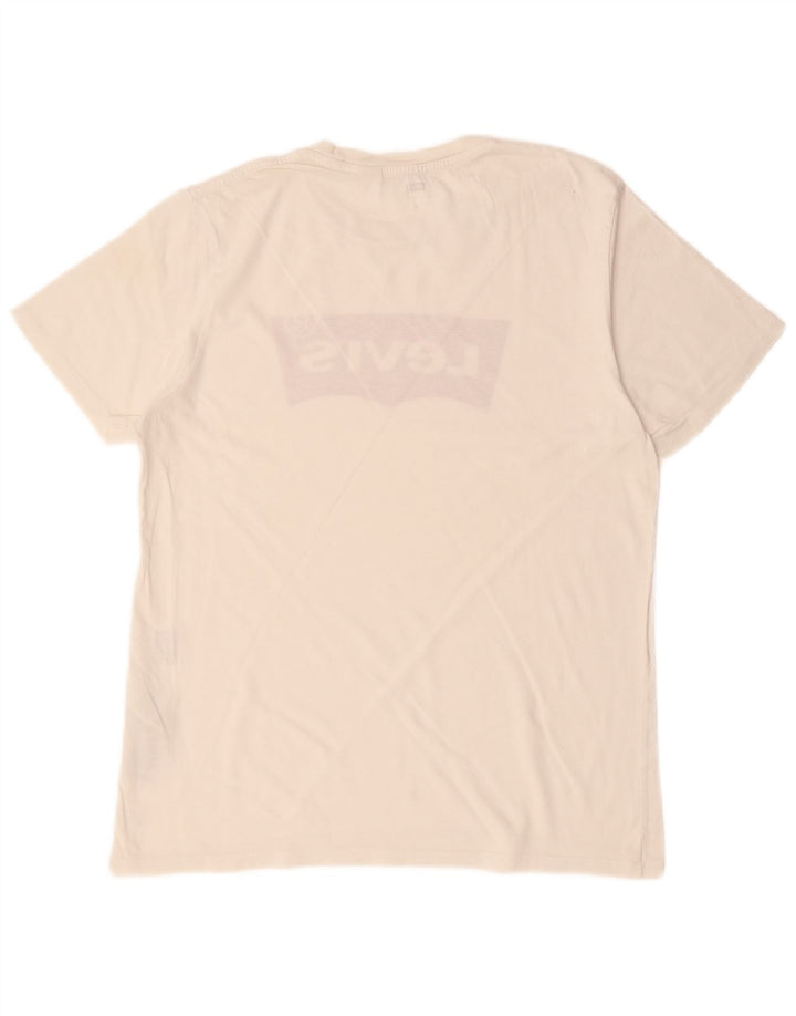 LEVI'S Mens Graphic T-Shirt Top Medium Off White Cotton