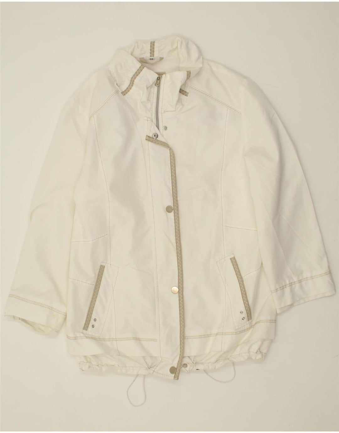 VINTAGE Womens Windbreaker Jacket IT 44 Medium White Polyester Vintage Vintage and Second-Hand Vintage from Messina Hembry 