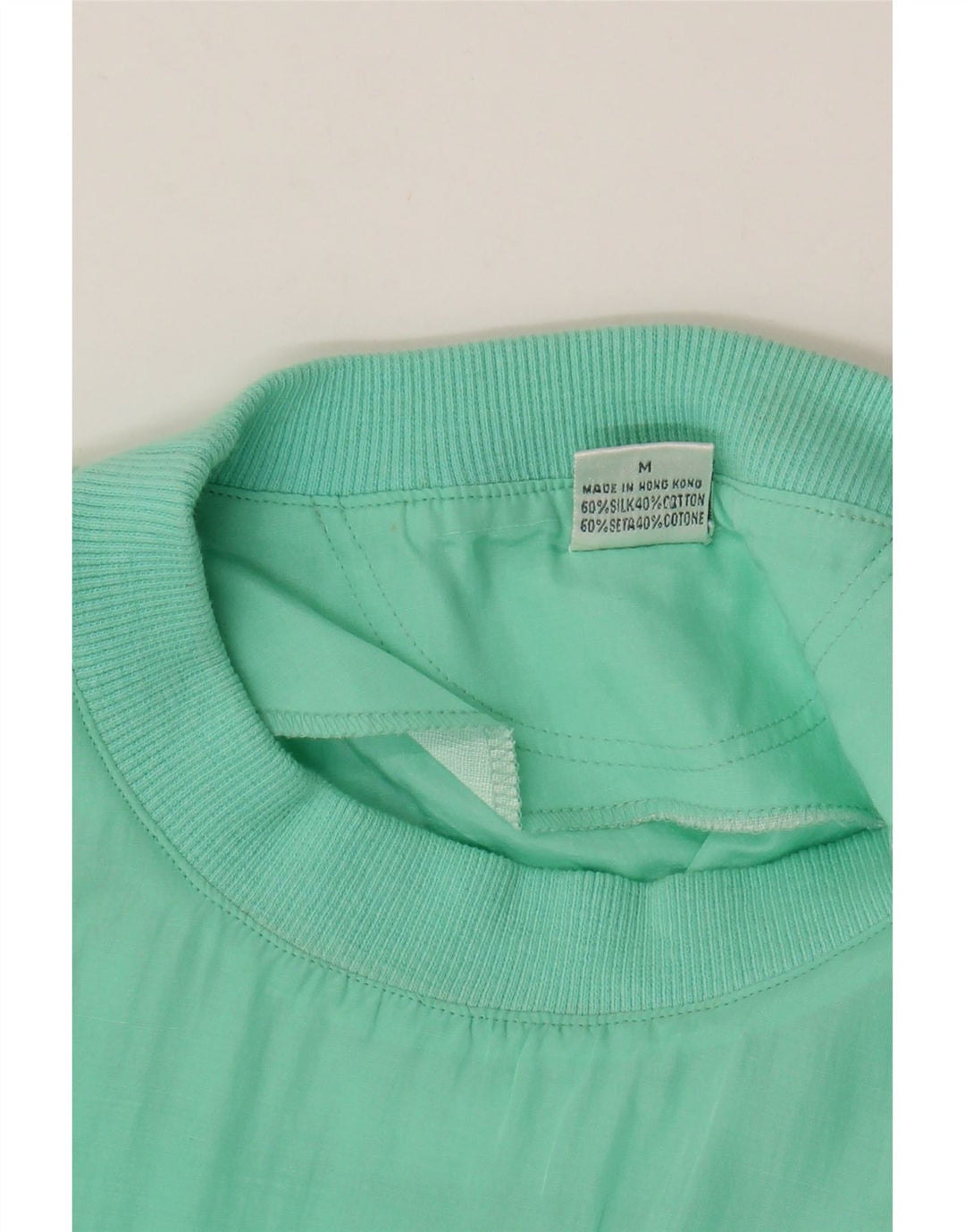 VINTAGE Mens T-Shirt Top Medium Turquoise Silk