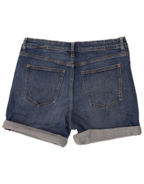 Marks & Spencer Womens Boyfriend Denim Shorts UK 12 Medium W32 Blue
