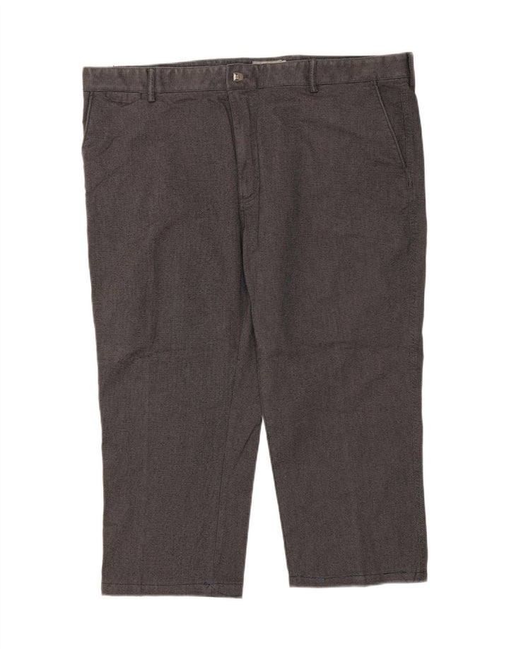 Marks & Spencer Mens Straight Cropped Trousers W44 L23 Grey Cotton