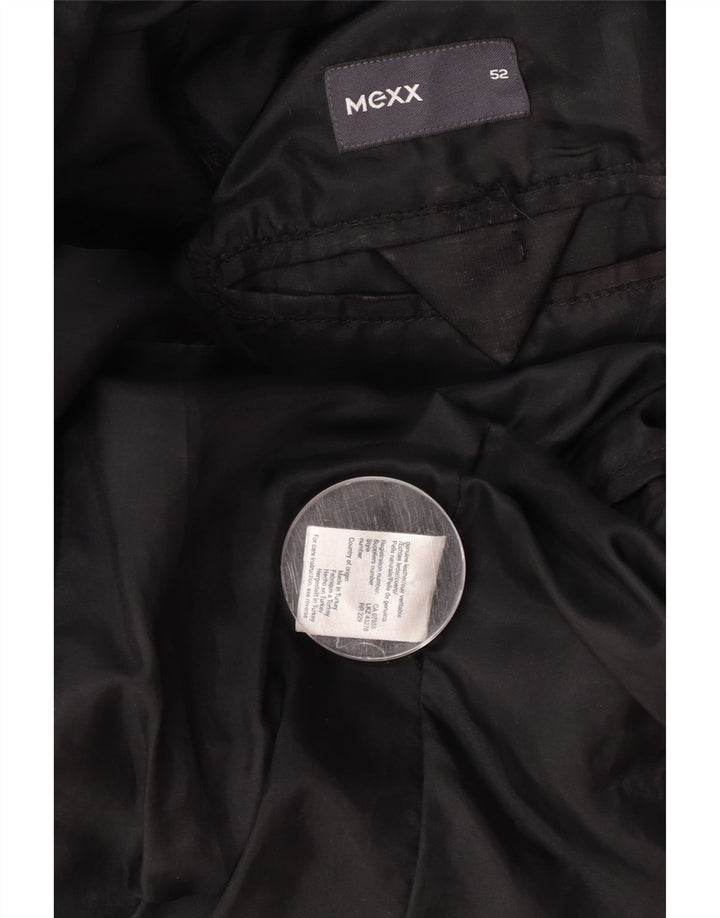 Mexx Mens 2 Button Leather Blazer Jacket IT 52 XL Black Leather