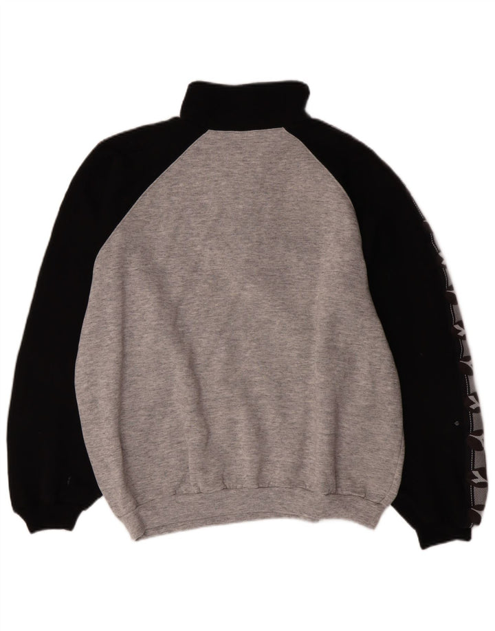 Diadora Mens Zip Neck Sweatshirt Jumper Large Grey Colourblock Cotton