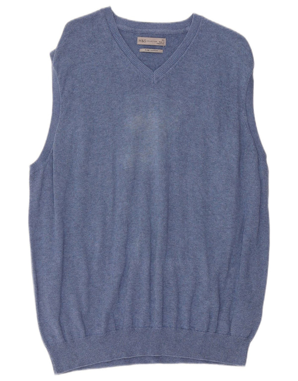 Marks & Spencer Mens Vest Tank Top XL Blue Cotton