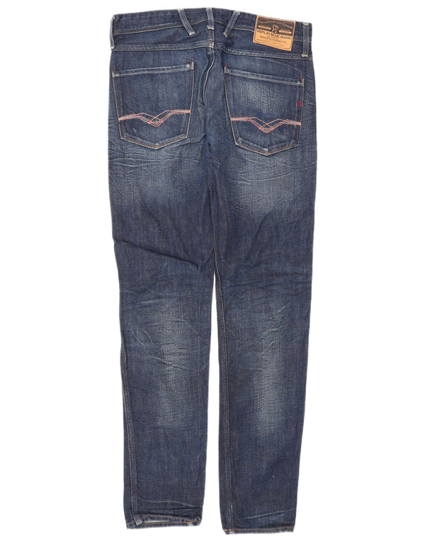 Replay Mens Anbass Slim Jeans W32 L34 Blue Cotton
