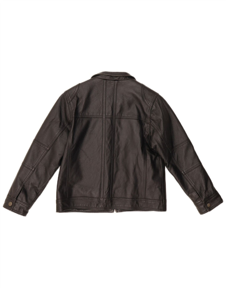Ben Sherman Boys Leather Jacket 9-10 Years Small Black Leather