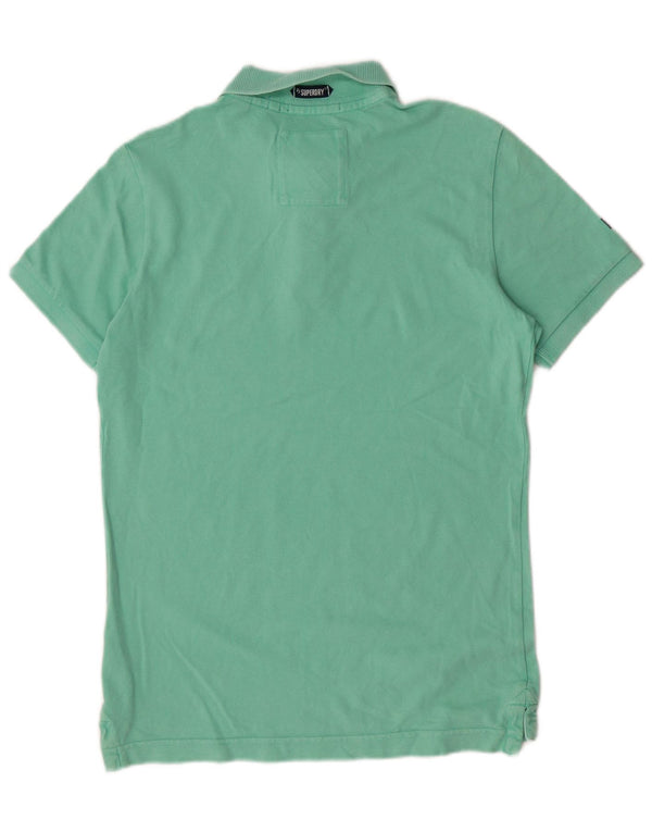 Superdry Mens Polo Shirt Medium Green Cotton Classic