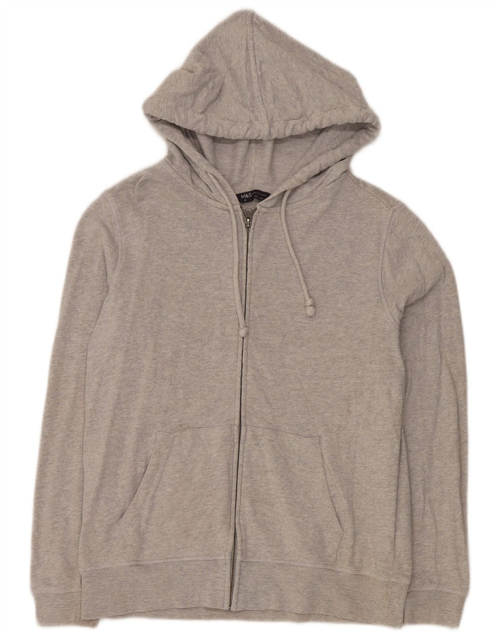Marks & Spencer Womens Oversized Zip Hoodie Sweater UK 10 Small Grey Cotton