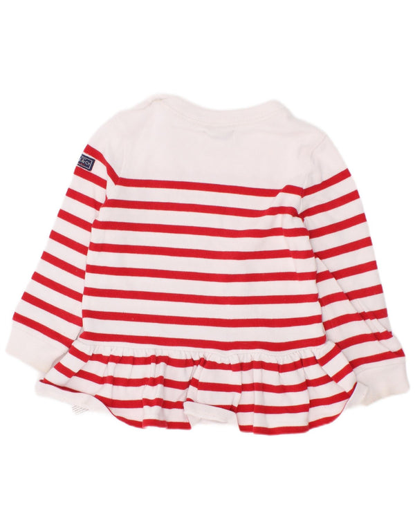 Ralph Lauren Baby Girls Long Sleeve Jumper Dress 12-18 Months White Striped