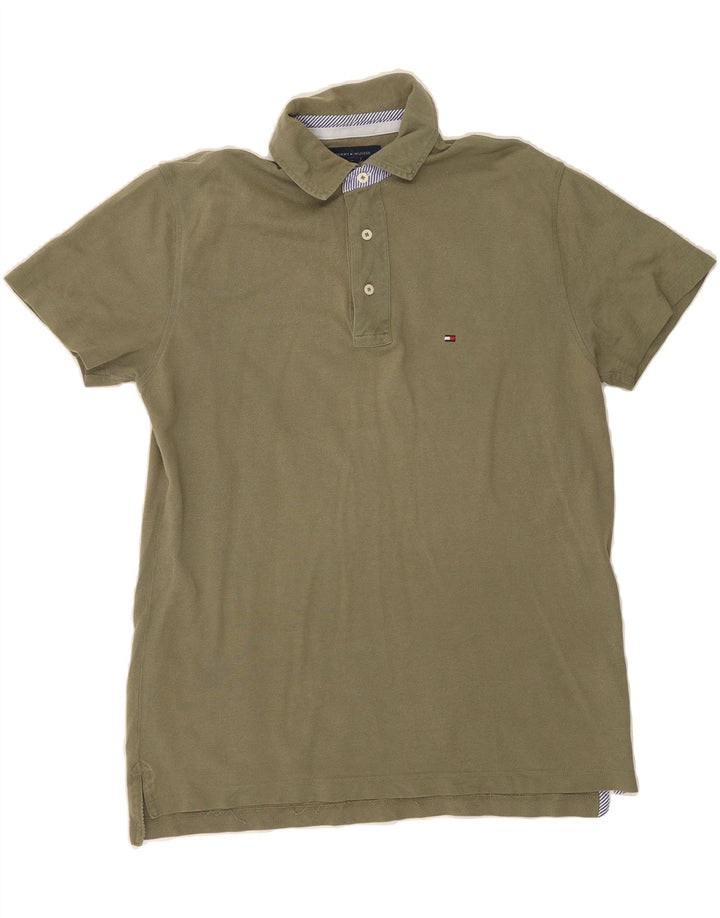 TOMMY HILFIGER Mens Polo Shirt Medium Khaki Cotton Vintage Tommy Hilfiger and Second-Hand Tommy Hilfiger from Messina Hembry 
